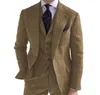 Abiti da uomo Blazer 3 pezzi Uomo in lana Business Retro classico modello a spina di pesce Smoking da sposo in tweed per matrimonio (giacca + pantaloni + gilet)