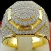 Selling Applicable Men Full Diamond Fashion Gold Ring Domineering Square Luxury Diamond Business Ring Whole15024787196313