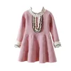 Девушка платья девушки для осени детское хлопок вязаное свитер платье с деревянными ушами 2021 весна принцесса 4-10 лет