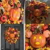 人工ハロウィンカボチャの頭部の花輪のマウスの花輪正面ドアの装飾ぶら下がりヒマワリの休日の収穫の装飾Y0831