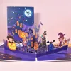 Greeting Cards 60% 3D Castle Pattern Halloween Card Paper Hidden Design Blessing For Friend Interesting Fun