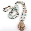 Mode bohemiska smycken natursten knuten sten matchande dropphänge halsband kvinnor pärlstav halsband c0219233r8638323