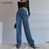 Pantalon femme jean femme taille haute large Baggy maman surdimensionné femme Streetwear femmes pantalon jambe droite 210809