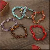 Bracelets Beaded, Strands Natural Seven Chakra Ring Crystal Crushed Stone Bracelet Amethyst Red Agate Lady Fashion Jewelry Drop Delivery 202