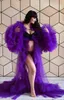 贅沢な紫色のフリル妊婦のためのチュールイ​​ブニングドレス