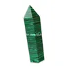 10pcs Sintetico Malachite verde Sintetico intagliato 6 Faceted Tower Obelisk Point Wand Swirls Spiritual Falso Crystal Quartz Meditaion MEDITAION SEMPIO