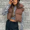 Vår Casual Woman Brown Loose Warm Down Vest Kvinnlig Fashion Oversized Solid Färg Tank Damer Basic Ärmlös Jacka 211105