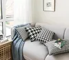 Cushion/Decorative Pillow 35x55/45x45/55x55cm Black White Houndstooth Cushion Cover Grid Cotton Throw Pillowcase Check Waist