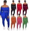 Tasarımcı Kadın Artı Boyutları Eşofmanlar Yeni Moda Uzun Kollu Kapalı Omuz Kırpma Üst Tayt Seksi 2 Parça Setleri Kıyafetler Rahat Spor Setleri