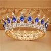 Lindo Cristal Metal Casamento Coroa Royal Rainha Rei Tiaras Grande Diadem Head Ornaments Pageant X0625