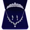 Crystal Bridal Jewelry Sets with Tiaras Luxury Rhinestone Wedding Crowns Necklace Earrings Set Bride African Beads