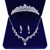 Conjuntos de jóias nupciais de cristal com tiaras luxuosas coroas de casamento coroas colar brincos conjunto noiva miçangas africanas