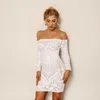 Joyfunear сексуальное сексуальное короткое платье женщины элегантные белые с плеча клубная вечеринка Vestidos с длинным рукавом мини платья Y19051102