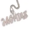 A-Z Custom Name Letters Anh￤nger Halsketten Charme f￼r M￤nner Frauen Geschenk gl￤nzen Bling White Zirkonia mit verdrehter Seilkette