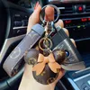 Mouse Diamond Design Car Keychain Favor Flower Bag Pendant Charm smycken Keyring Holder For Men Gift Fashion Pu Leather Animal kedjekedja Tillbeh￶r