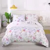 2 / 3pcs Vacker blomma fjädervågryck sängkläder Set Soft Andningsbar Duvet täcker kuddefodral Full Queen King Size BedClothes C0223