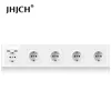 European Union Germany wallmounted crystal glass white panel power socket with three plugs grounded 16A triple 21100736063981572971