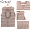 Bang Men Down Vest Ultra Light Down Vest Portable V-neck Sleeveless Coat Man Winter Without Collar Warm Liner 211110