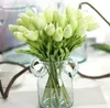 PU Artificial Flower Silk Tulips Real Touch Flowers Mini Tulpan Bröllop Dekorativa Bukett Bröllop Dekorationer Heminredning