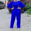 Survêtement femme grande taille, salopette longue Chic pour femme, combinaison manches lanternes, jambes larges, taille haute, droite, R224G