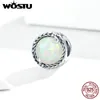 Wostu Round Glass Pärlor 100% 925 Sterling Silver Enkel Vine Charms Fit Original Armband Hängsmycke För Kvinnor Halsband Smycken Q0531