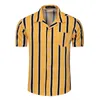 Mäns Casual Shirts Ropa de Hombre 2021 European American Plus Size Spring and Autumn Vertikal Striped Cotton Short-Sleeved Shirt