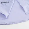 Yitimuceng Bow 자수 블라우스 여성 버튼 셔츠 느슨한 솔리드 봄 패션 한국 긴 소매 더블 레이어 탑 210601