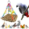 Andra Bird Supplies Pet Parakeet Chewing Climbing Foder Cage Swing Mesh Hängande Bite Mat Toy Träleksaker Bell Stand Abborre