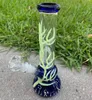 2022 25 cm 10 inch Premium Teal Glow in The Dark Hookah Water Pipe Bong Glass Bongs met 18mm Downstam and Bowl