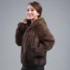 Mink peles casaco mulheres de manga longa moda all-matk making jaqueta de malha mink casaco de pele de malha 211018