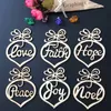 6 stks Merry Christmas Decoraties voor Huis Houten Hollow Ornament Christma Boom Opknoping Hanger Decoration Xmas Noel Wll399