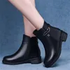 Cotton Thicken Plush Plus Winter Boots High Quality Genuine Leather Wool Elegant Fashion Thick Hee H 264