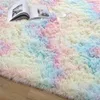 Nieuwe kleurrijke tapijten Shaggy tapijt Woonkamer nachtkastjes Rugs Rainbow Color Soft Fluffy pluche tapijt voor slaapkamer Home Decor