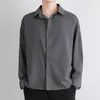 Heren Casual Shirts Koreaanse Mode Drape voor Mannen Lange Mouwen Shirt Turn-Down Kraag Zachte Knoppen Afsluiting Solid Color Top