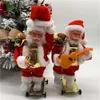 2021 サンタクロース人形スケートボード電気子供のおもちゃ歌ギターサンタクロース人形新年の装飾装飾品 201019