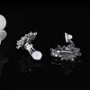 Klasik Çiçek Şekli CZ Taşlar Gümüş Renk Hiçbir Deldi Delik Kulak Kulak Küpe Küpe Takı Kadınlar Için CZ160 210714