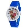 Reloj con correa de silicona con diseño de Papá Noel y renos de dibujos animados, reloj bonito para niños, reloj de cuarzo a la moda para niños