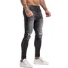 Calças de brim magro dos homens Stretch Reparado Jeans Gereja Hip Hop Afligido Super Skinny Slim Fit Ripped Calças Streetwear tamanho grande