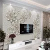 Benutzerdefinierte Tapeten 3D Neue Europäische Stil Wohnzimmer Schmuck Blumen TV Hintergrund Wandpapier Papel de Parde 3d Wandbilder