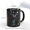 Kreativ keramikmugg Färgbyte Mugg Värme Revealing Kaffekopp Vänner Present Student Frukost Cup Star Solar System Kaffe Mugg 210804