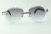 Exquisitas gafas de sol clásicas XL con diamantes 3524027, patillas de cuerno de búfalo negro natural, tamaño: 18-140 mm