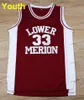 Schip van ons Jeugd Lower Merion 33 Bryant Basketball Jersey College Men High School All Steek Size S-XL Topkwaliteit