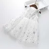 Humor Bear Girls Dress New Summer Seeveless Star Cekiny Dzieci Sweet Party Mesh Princess Kids Q0716