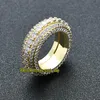 Eternity Bague rotative incrustée de diamants CZ à cinq rangées de style européen et américain avec des diamants Bague pour homme Hip Hop Hipster Bague rotative