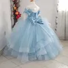 Cristalli in rilievo 2021 Flower Girl Dresses Ball Gown Tulle Little Girl Abiti da sposa economici Comunione Pageant Abiti Abiti ZJ756