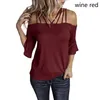 Europe America och Ryssland Summer New Purecolor OneLine Shoulder Horn Shortsleeved Streets Fashion Show Back Tshirt Women T200614