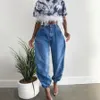 Woman Baggy Denim Wide Leg Jeans Womens Mom Pants Vintage Winter Ripped Boyfriend Clothes Distressed Clothing K20P09656 210712