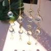 Cristal Géométrique Vent Carillon Étoile Lune Pendentif Sun Suncatcher Plaqué Perles Colorées Suspendues Goutte Pour Jardin Intérieur Extérieur Q0811