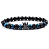 Bedelarmbanden 2021 Klassieke Kroonbuis Armband Mannen Royal Pave CZ Blue Tiger Eye Stone Strand voor Sieraden Gift