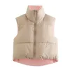 Stylish Sweet Pink Double Wear Drawstring Cropped Vest Coat Women Fashion Stand Collar Zipper Waistcoat 210909